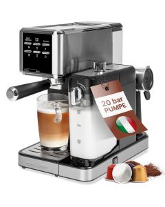 ProfiCook Espresso-Kaffeemaschine mit Milchschäumfunktion PC-ES-KA 1266 Edelstahl